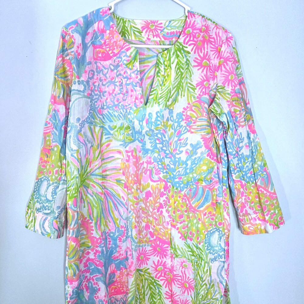 NWOT Lilly Pulitzer Lightweight Cotton 3/4 Sleeve Tunic Top Size S - Picture 1 of 2